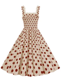 1950s Polka Dot Smocking Strap Dress 24 1950s Polka Dot Smocking Strap Dress -Candi Clothing Shop SCHL003598 BE 2