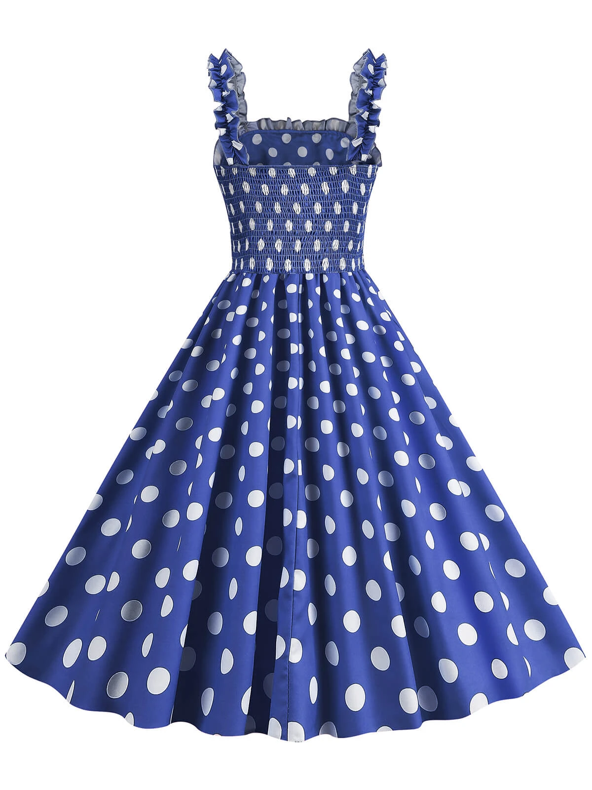 1950s Polka Dot Smocking Strap Dress 12 1950s Polka Dot Smocking Strap Dress - Image 12