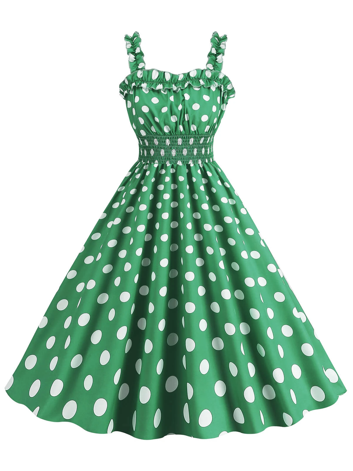 1950s Polka Dot Smocking Strap Dress 13 1950s Polka Dot Smocking Strap Dress - Image 13