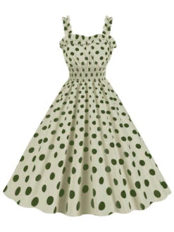 1950s Polka Dot Smocking Strap Dress 21 1950s Polka Dot Smocking Strap Dress -Candi Clothing Shop SCHL003598 LG 1
