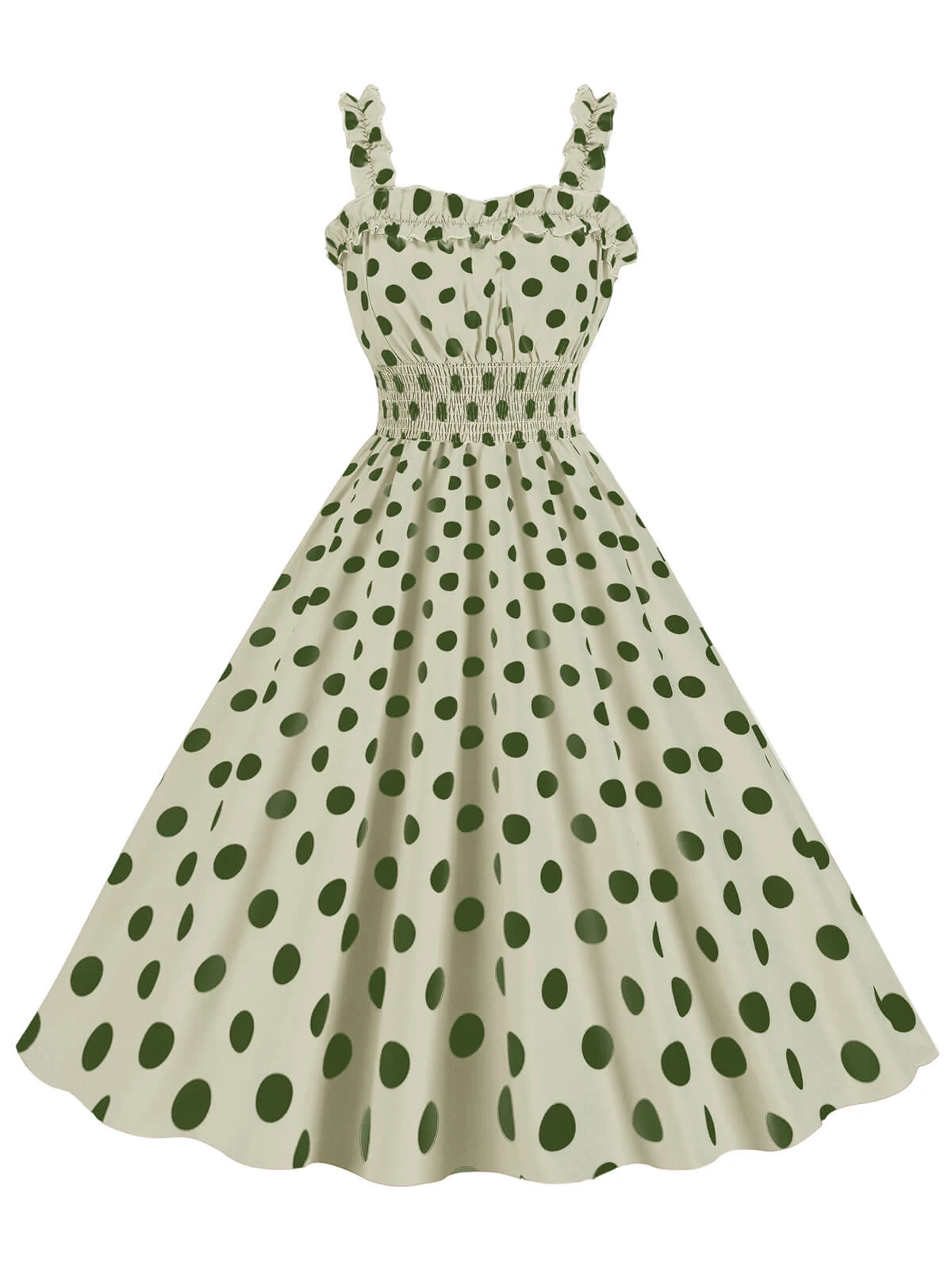 1950s Polka Dot Smocking Strap Dress 5 1950s Polka Dot Smocking Strap Dress - Image 5