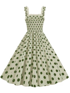 1950s Polka Dot Smocking Strap Dress 22 1950s Polka Dot Smocking Strap Dress -Candi Clothing Shop SCHL003598 LG 2