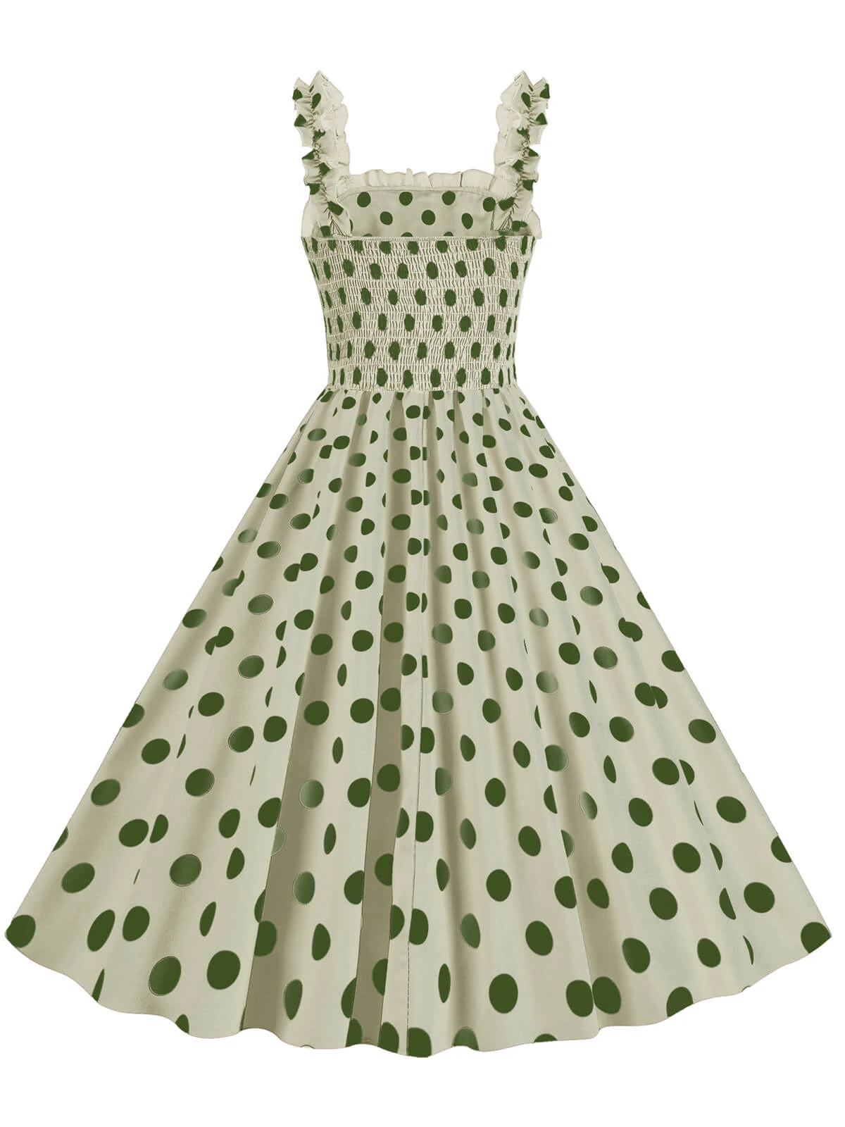 1950s Polka Dot Smocking Strap Dress 6 1950s Polka Dot Smocking Strap Dress - Image 6