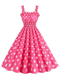 1950s Polka Dot Smocking Strap Dress 31 1950s Polka Dot Smocking Strap Dress -Candi Clothing Shop SCHL003598 P 1