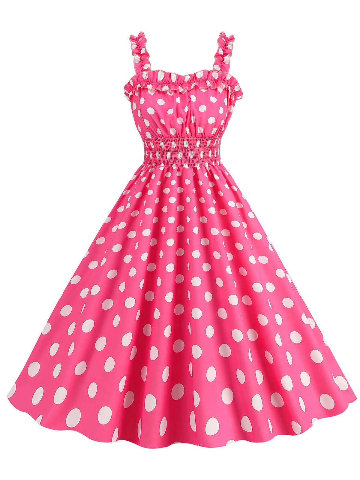 1950s Polka Dot Smocking Strap Dress 15 1950s Polka Dot Smocking Strap Dress - Image 15