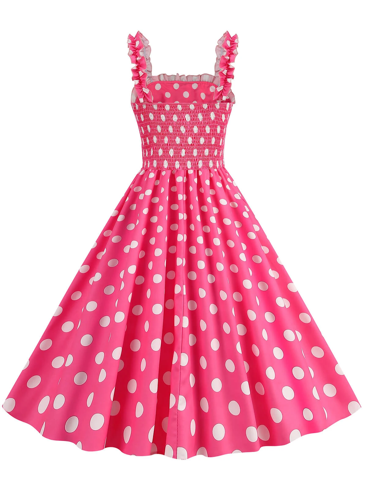 1950s Polka Dot Smocking Strap Dress 16 1950s Polka Dot Smocking Strap Dress - Image 16