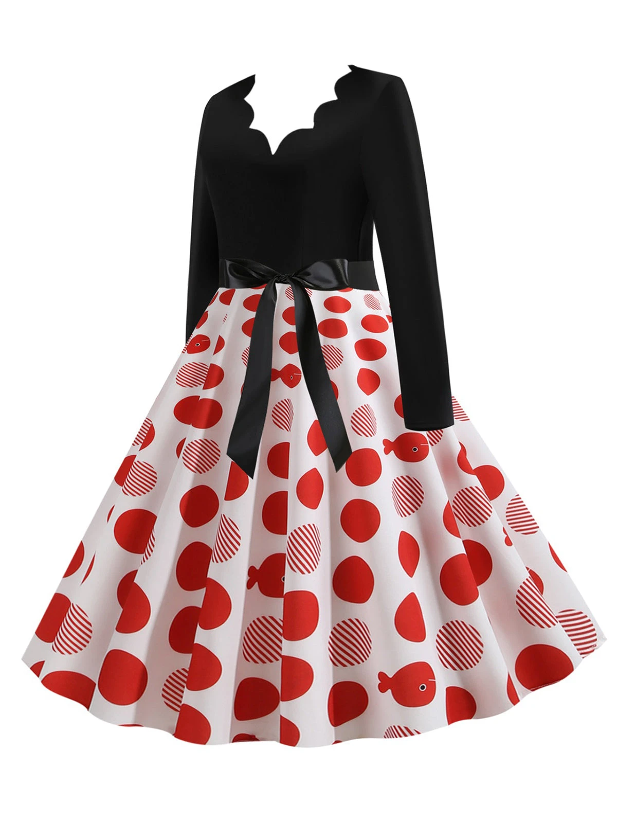 1950s V-Neck Long Sleeves Plaid Swing Dress 9 1950s V-Neck Long Sleeves Plaid Swing Dress - Image 9