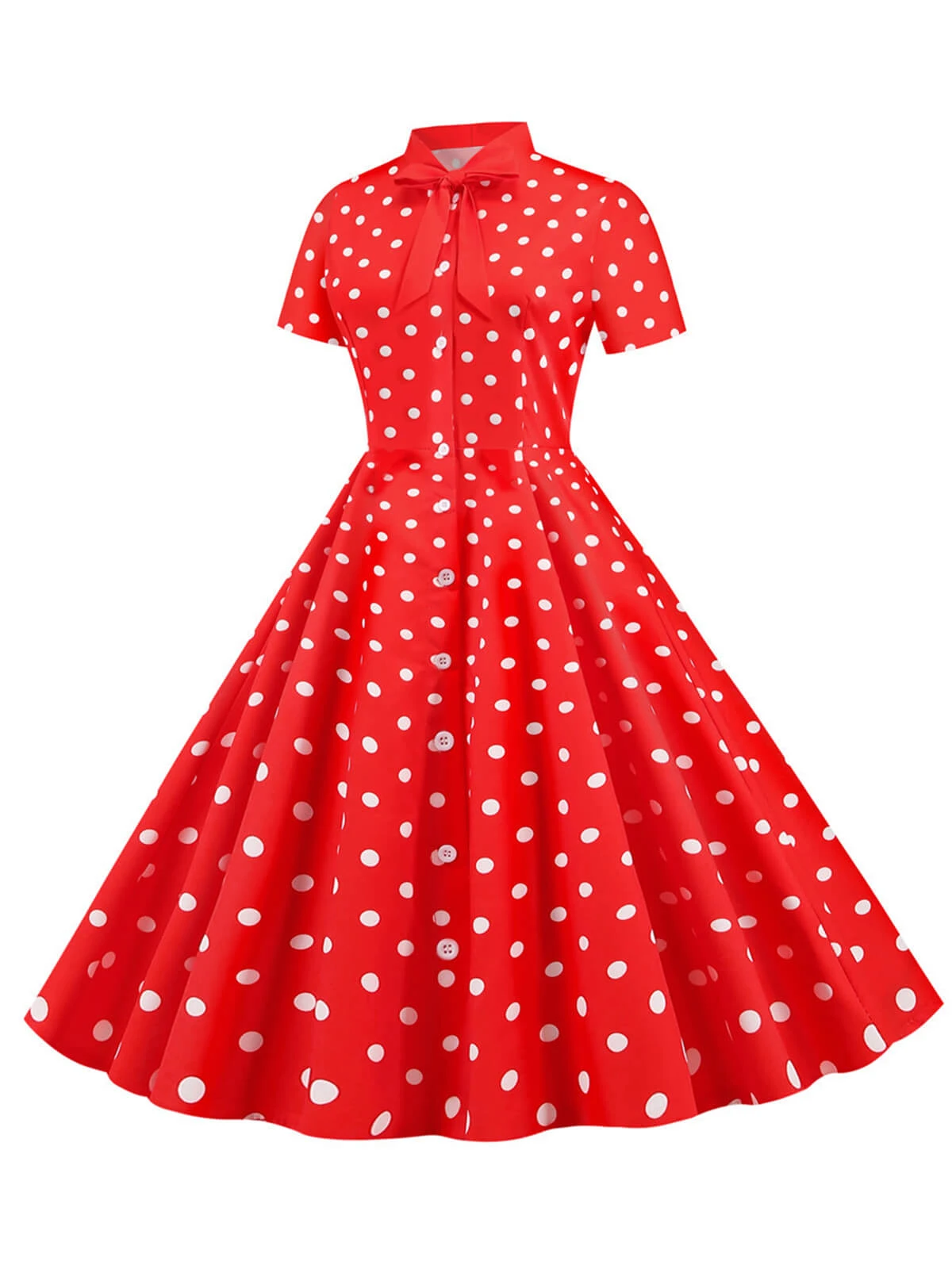 1950s Bow Collar Striped Dots Swing Dress 8 1950s Bow Collar Striped Dots Swing Dress - Image 8