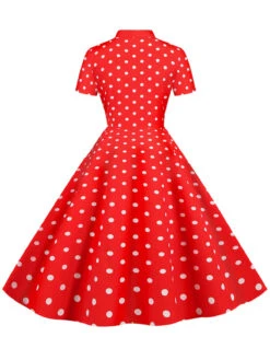 1950s Bow Collar Striped Dots Swing Dress 20 1950s Bow Collar Striped Dots Swing Dress -Candi Clothing Shop SCHL003619 TR 3