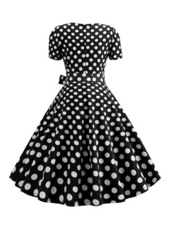 1950s Square Neck Short Sleeves Dress -Candi Clothing Shop SCHL003641 PAT2 3