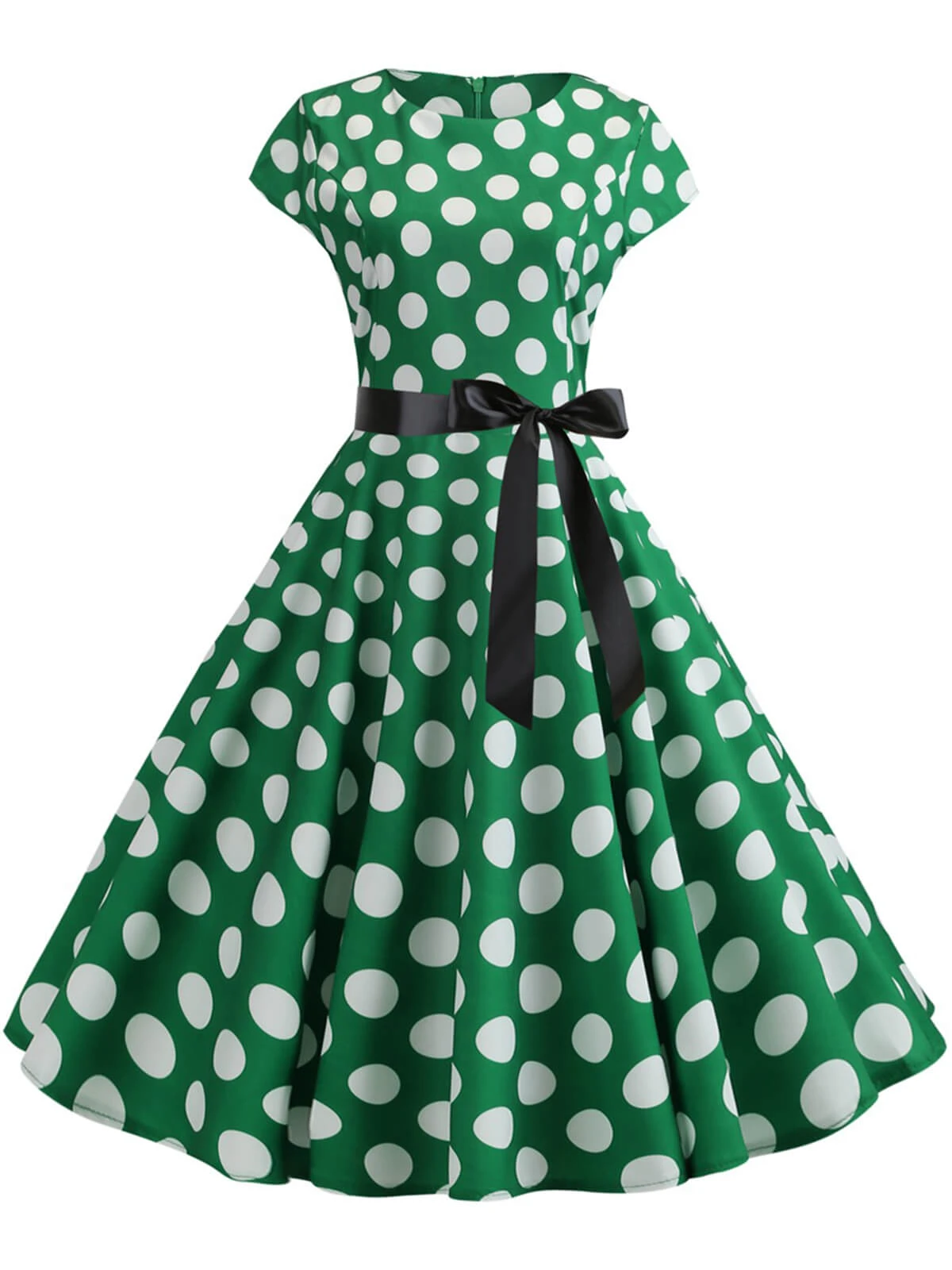 1950s Polka Dot Cap Sleeved Dress 9 1950s Polka Dot Cap Sleeved Dress - Image 9