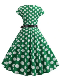 1950s Polka Dot Cap Sleeved Dress 23 1950s Polka Dot Cap Sleeved Dress -Candi Clothing Shop SCHL003648 G 2