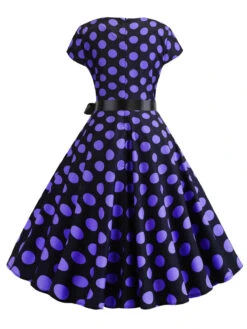 1950s Polka Dot Cap Sleeved Dress 25 1950s Polka Dot Cap Sleeved Dress -Candi Clothing Shop SCHL003648 PU 2