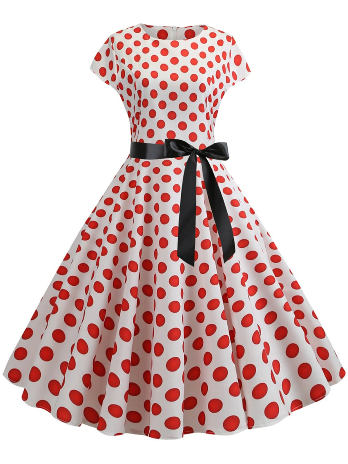 1950s Polka Dot Cap Sleeved Dress 5 1950s Polka Dot Cap Sleeved Dress - Image 5