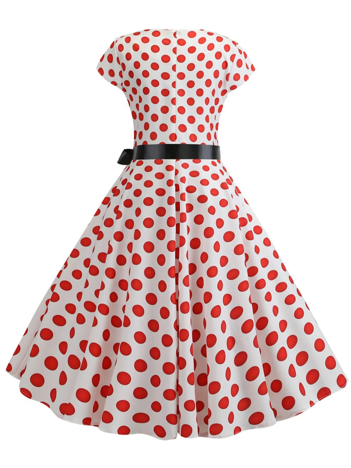 1950s Polka Dot Cap Sleeved Dress 6 1950s Polka Dot Cap Sleeved Dress - Image 6