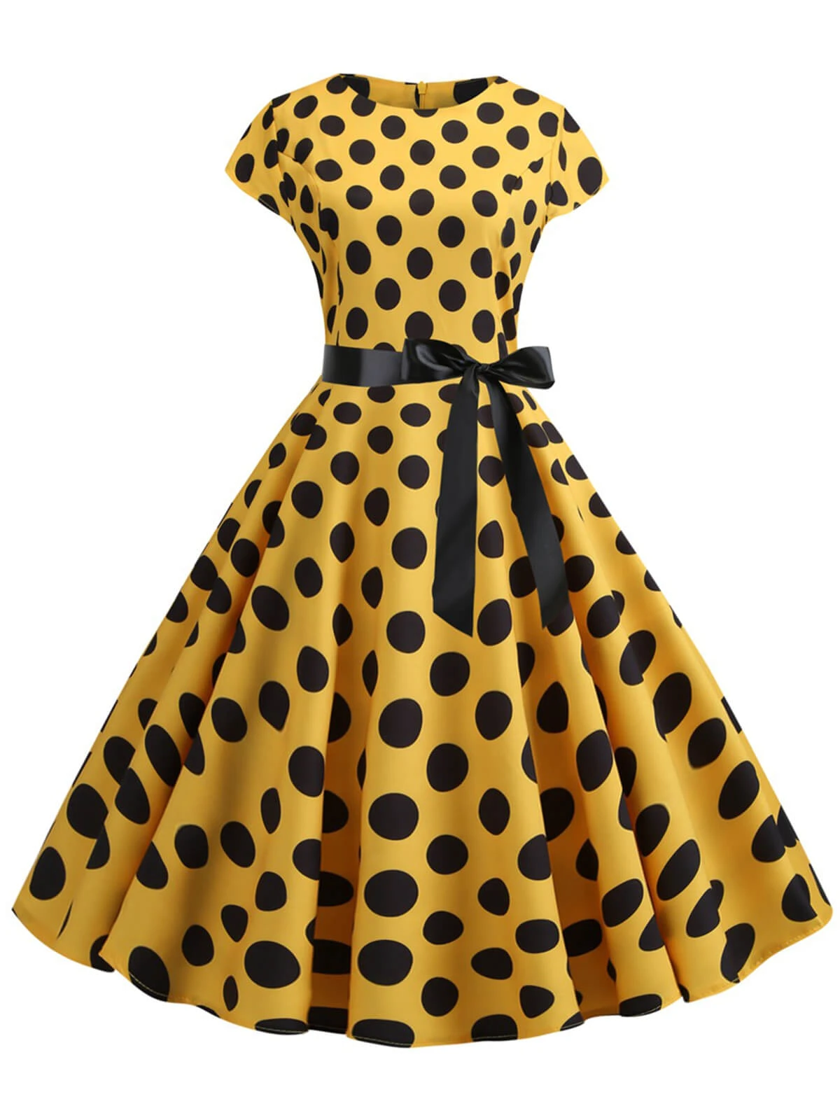 1950s Polka Dot Cap Sleeved Dress 7 1950s Polka Dot Cap Sleeved Dress - Image 7