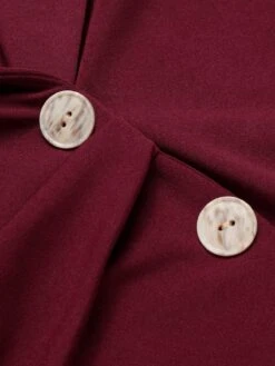 Purplish Red 1940s Solid Long Sleeved Lapel Dress 11 Purplish Red 1940s Solid Long Sleeved Lapel Dress -Candi Clothing Shop SCHL003652 4