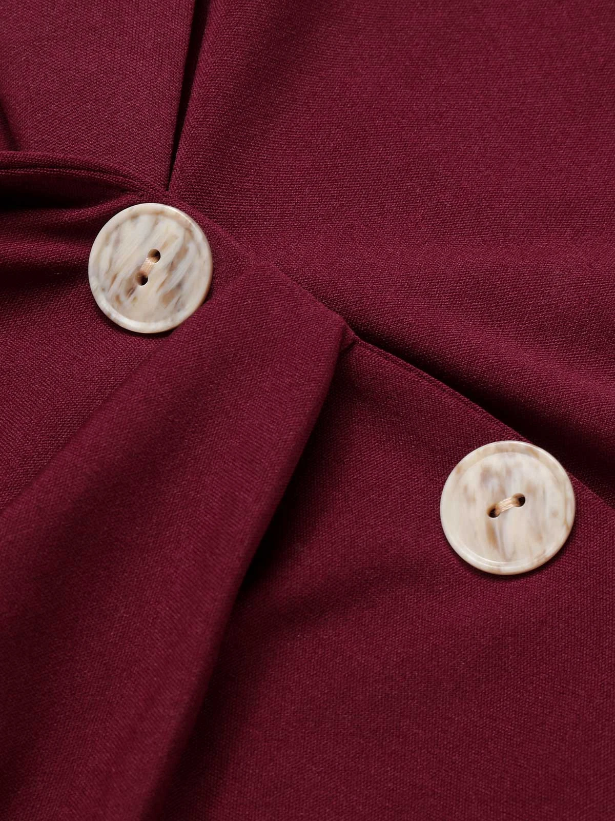 Purplish Red 1940s Solid Long Sleeved Lapel Dress 5 Purplish Red 1940s Solid Long Sleeved Lapel Dress - Image 5