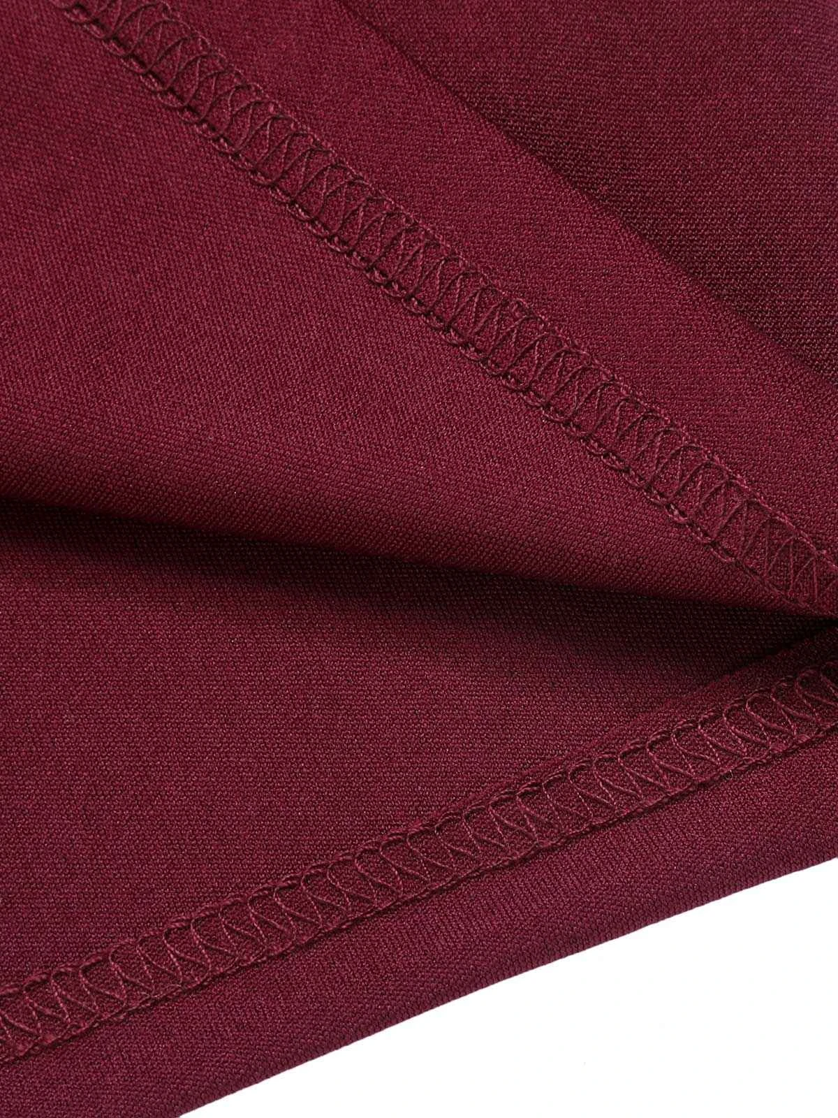 Purplish Red 1940s Solid Long Sleeved Lapel Dress 7 Purplish Red 1940s Solid Long Sleeved Lapel Dress - Image 7