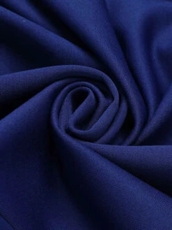 Blue 1940s Solid V-Neck Dress With Belt -Candi Clothing Shop SCHL003653 6