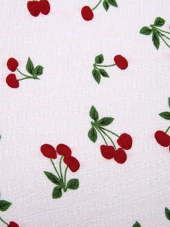 White 1950s Cherry Bow Sweetheart Neck Dress 13 White 1950s Cherry Bow Sweetheart Neck Dress -Candi Clothing Shop SCHL003660 5