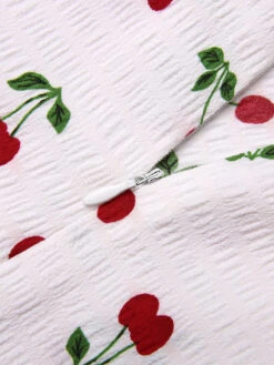 White 1950s Cherry Bow Sweetheart Neck Dress 14 White 1950s Cherry Bow Sweetheart Neck Dress -Candi Clothing Shop SCHL003660 6