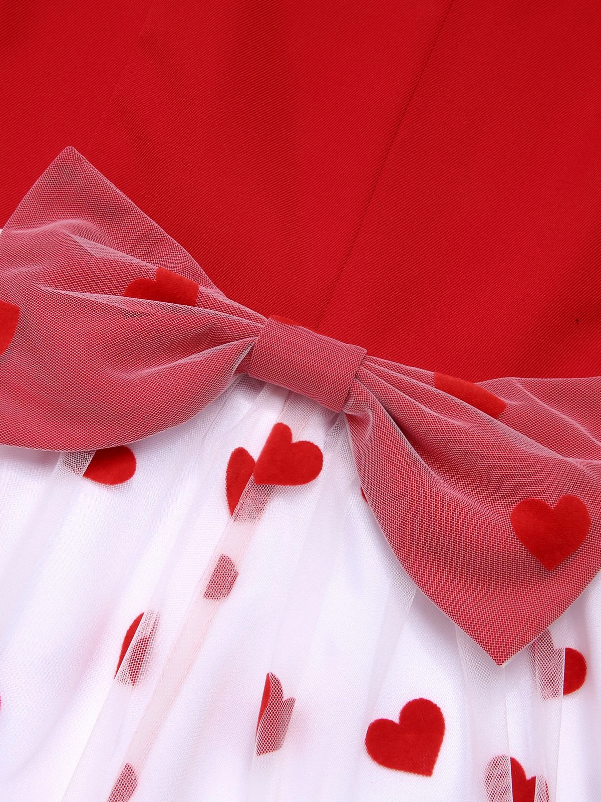 Red 1950s Heart Bow Sleeveless Dress 6 Red 1950s Heart Bow Sleeveless Dress - Image 6