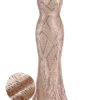 Rose Gold 1920s Geometric Sequined Fishtail Dress