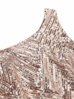 Rose Gold 1920s Geometric Sequined Fishtail Dress -Candi Clothing Shop SCHL003672 4