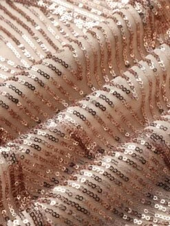 Rose Gold 1920s Geometric Sequined Fishtail Dress -Candi Clothing Shop SCHL003672 6