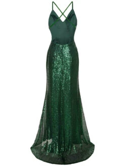 1920s V-Neck Side Slit Sequined Sling Dress -Candi Clothing Shop SCHL003674 3