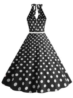 1950s Halter Polka Dot Print Swing Dress 21 1950s Halter Polka Dot Print Swing Dress -Candi Clothing Shop SCHL003697 B 3
