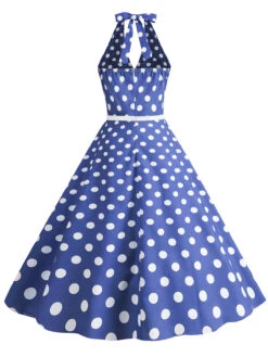 1950s Halter Polka Dot Print Swing Dress 24 1950s Halter Polka Dot Print Swing Dress -Candi Clothing Shop SCHL003697 BL 3