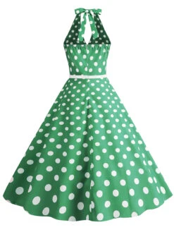 1950s Halter Polka Dot Print Swing Dress 27 1950s Halter Polka Dot Print Swing Dress -Candi Clothing Shop SCHL003697 G 3