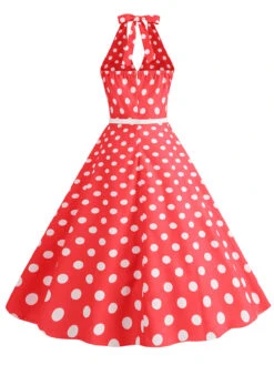 1950s Halter Polka Dot Print Swing Dress 34 1950s Halter Polka Dot Print Swing Dress -Candi Clothing Shop SCHL003697 R 3