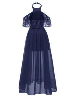 1940s Solid Lace Cold-Shoulder Long Dress 11 1940s Solid Lace Cold-Shoulder Long Dress -Candi Clothing Shop SCHL003709 BL 3