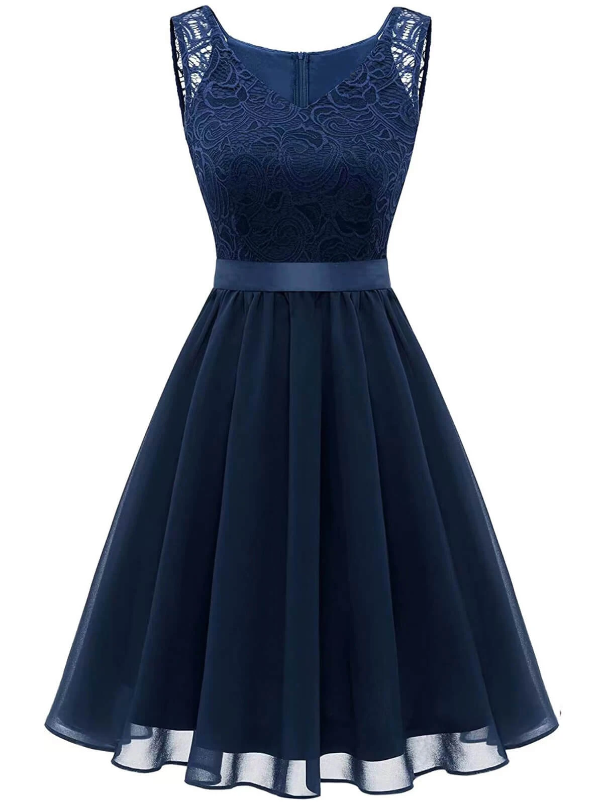 1940s Solid Lace Chiffon Patchwork Dress 7 1940s Solid Lace Chiffon Patchwork Dress - Image 7