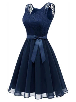 1940s Solid Lace Chiffon Patchwork Dress 17 1940s Solid Lace Chiffon Patchwork Dress -Candi Clothing Shop SCHL003710 DBL 2