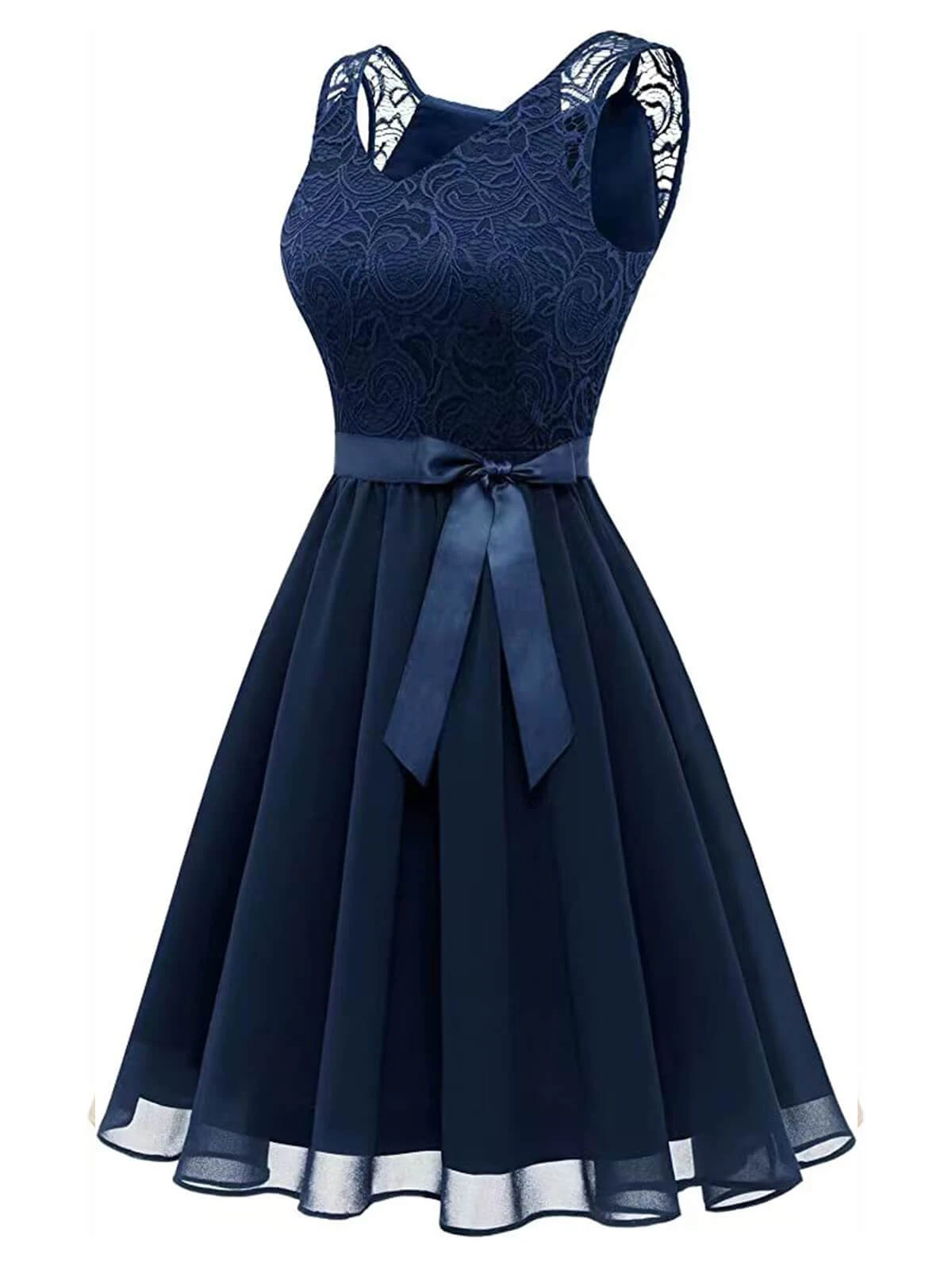 1940s Solid Lace Chiffon Patchwork Dress 8 1940s Solid Lace Chiffon Patchwork Dress - Image 8