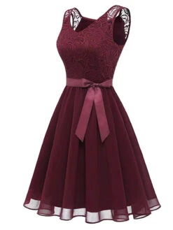 1940s Solid Lace Chiffon Patchwork Dress 19 1940s Solid Lace Chiffon Patchwork Dress -Candi Clothing Shop SCHL003710 DER 2