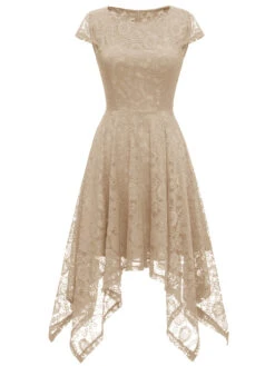 1940s Solid Irregular Hem Dress 23 1940s Solid Irregular Hem Dress -Candi Clothing Shop SCHL003713 BE