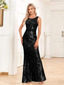 1920s Solid Round Neck Sequined Mermaid Dress 15 1920s Solid Round Neck Sequined Mermaid Dress -Candi Clothing Shop SCHL003722 B 1 4 f1577489 7fbe 4fd3 b18a 024672338cba