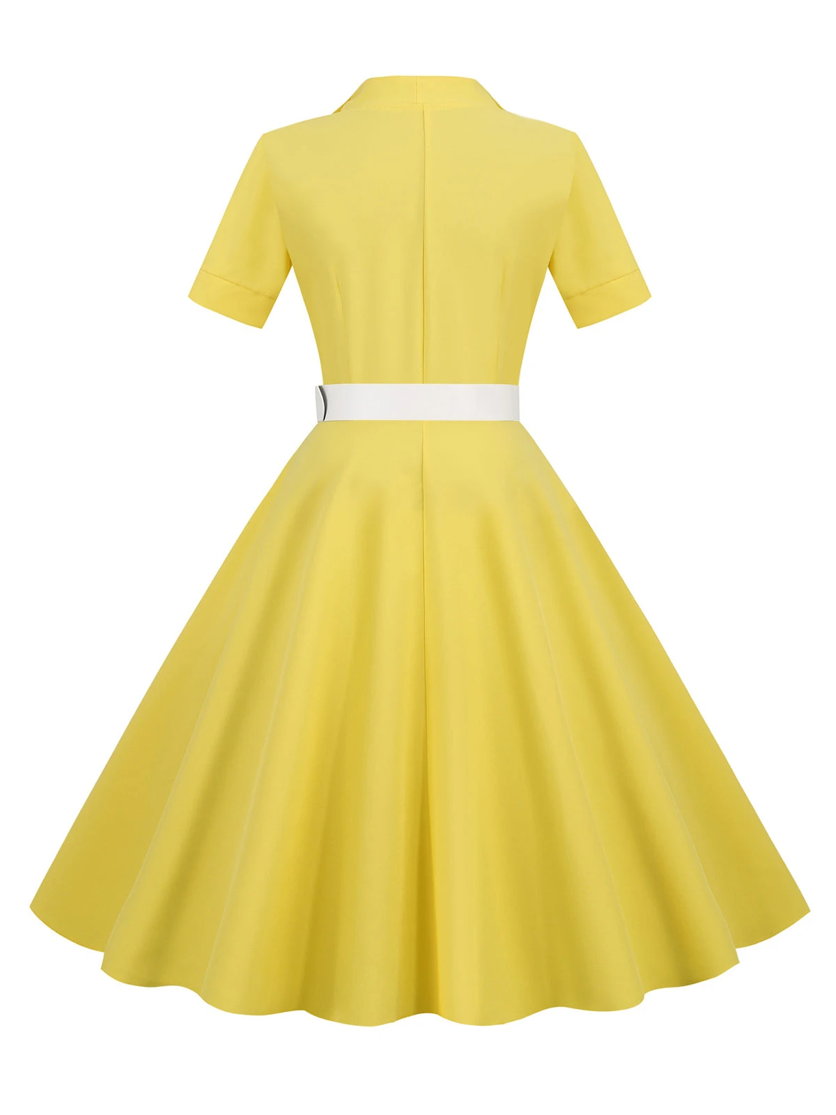 1950s Solid Contrast Lapel Belt Dress 12 1950s Solid Contrast Lapel Belt Dress - Image 12