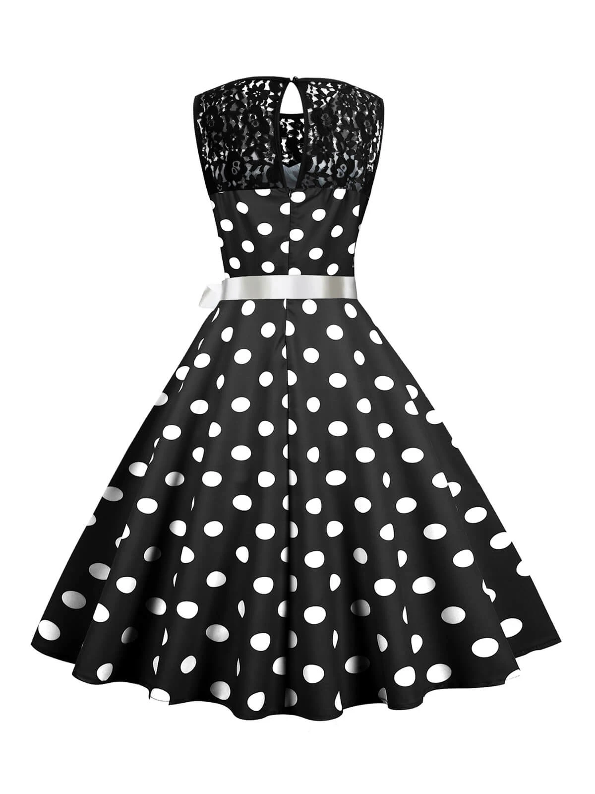 1950s Polka Dot Lace Patchwork Dress 3 1950s Polka Dot Lace Patchwork Dress - Image 3