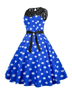 1950s Polka Dot Lace Patchwork Dress 22 1950s Polka Dot Lace Patchwork Dress -Candi Clothing Shop SCHL003741 BL 2