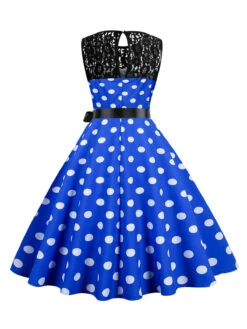 1950s Polka Dot Lace Patchwork Dress 23 1950s Polka Dot Lace Patchwork Dress -Candi Clothing Shop SCHL003741 BL 3