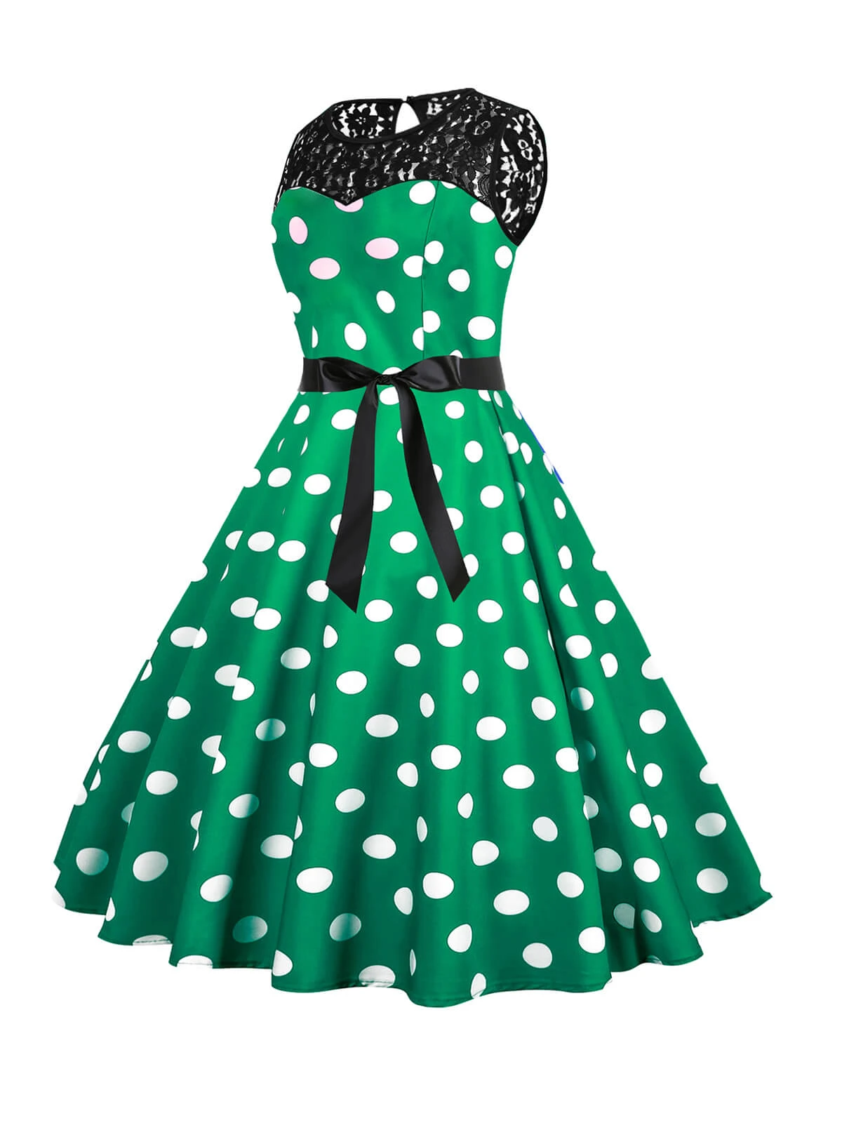 1950s Polka Dot Lace Patchwork Dress 5 1950s Polka Dot Lace Patchwork Dress - Image 5
