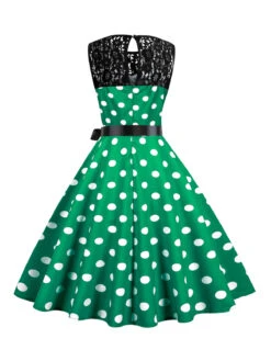1950s Polka Dot Lace Patchwork Dress 17 1950s Polka Dot Lace Patchwork Dress -Candi Clothing Shop SCHL003741 G 3