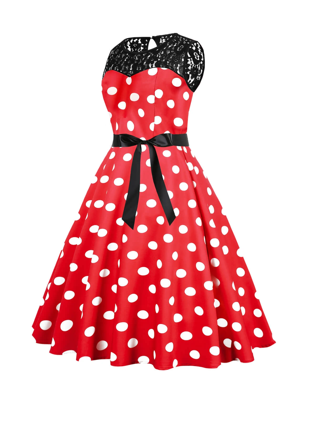 1950s Polka Dot Lace Patchwork Dress 8 1950s Polka Dot Lace Patchwork Dress - Image 8