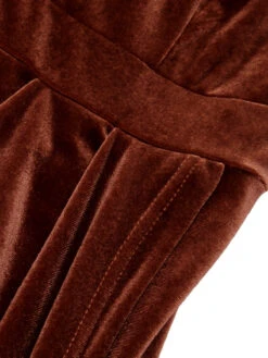 Caramel Color 1960s Off-Shoulder Tulip Velvet Dress -Candi Clothing Shop SCHL003745 CAC 1 5